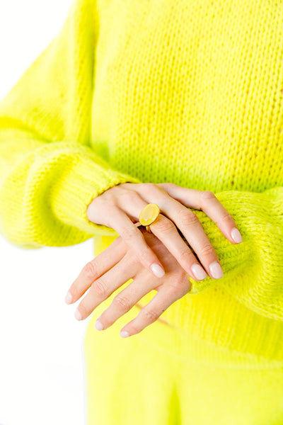 22K Yellow Gold Phrenite Princess Ring