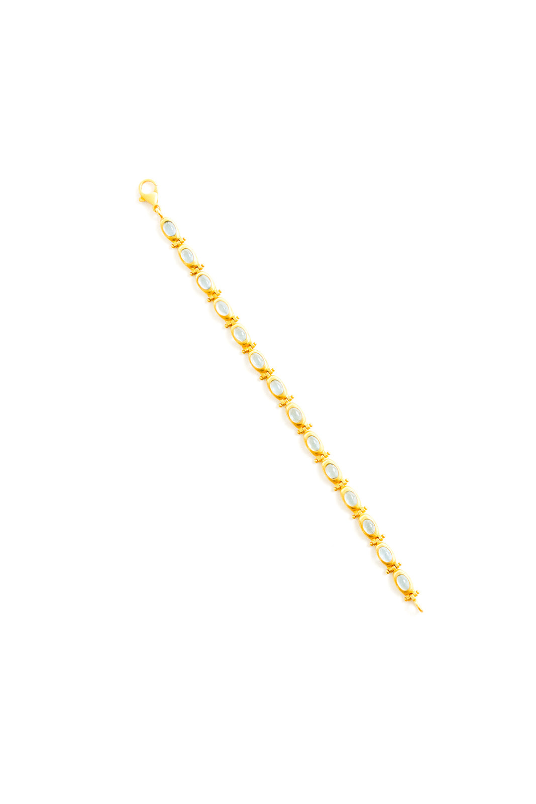 22K Yellow Gold Hinge Link Bracelet with Aqua Cabochon