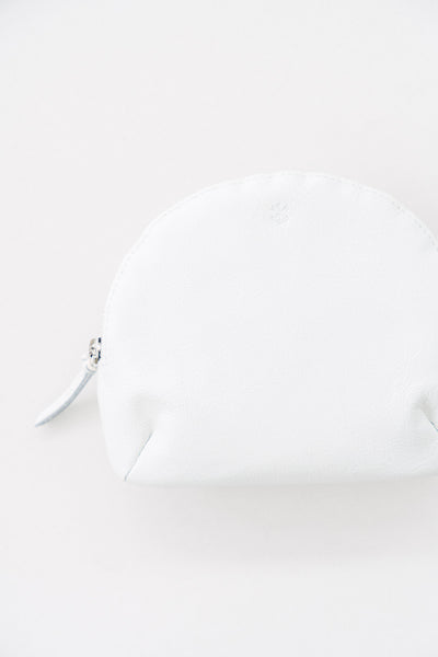 Leather Round Zip Pouch