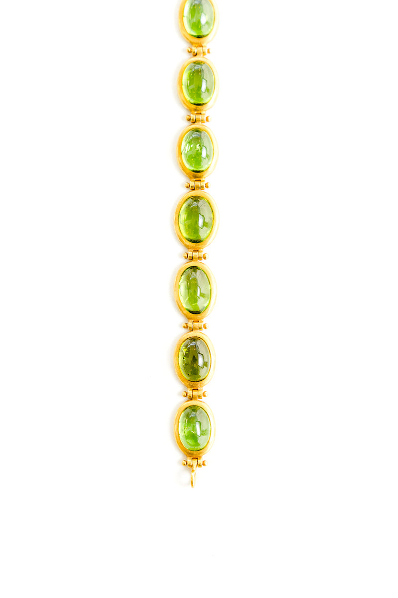 22K Yellow Gold Cabochon Peridot Bracelet