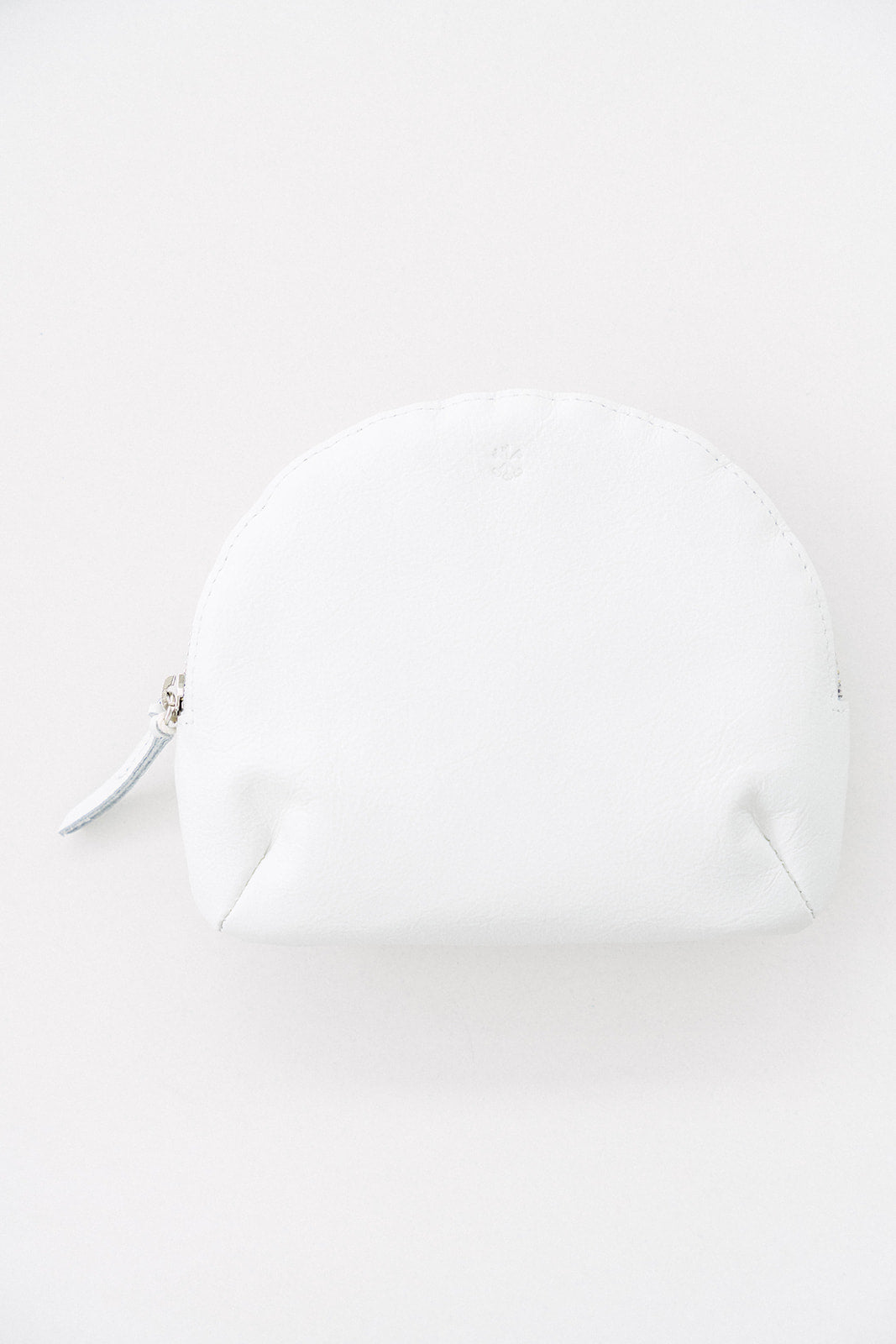 Leather Round Zip Pouch