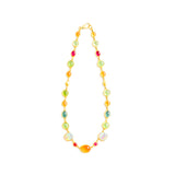 22K Yellow Gold Catalina Necklace with Black Opal, Fire Opal, Peridot, Spessartite, Rubelite and Gold Seashells