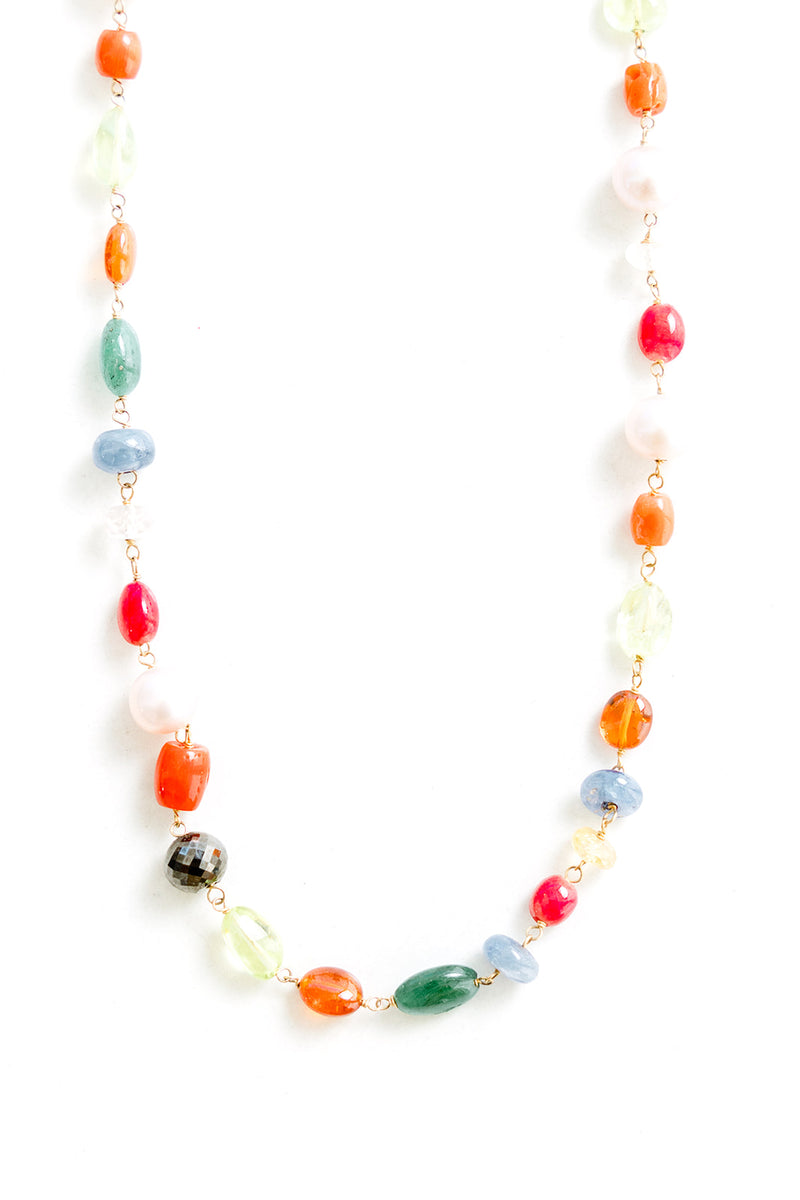 22K Yellow Gold Multistone Good Luck Navaratna Necklace