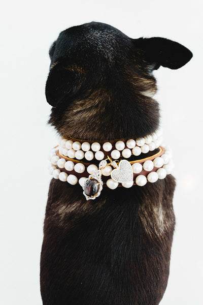 Pearl and Sterling Silver, White Sapphire, and Corundum Dog Collar