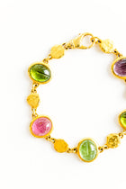 22K Yellow Gold 5 Scarab Bracelet with 8mm Coin Nuggets & Lobster Claw