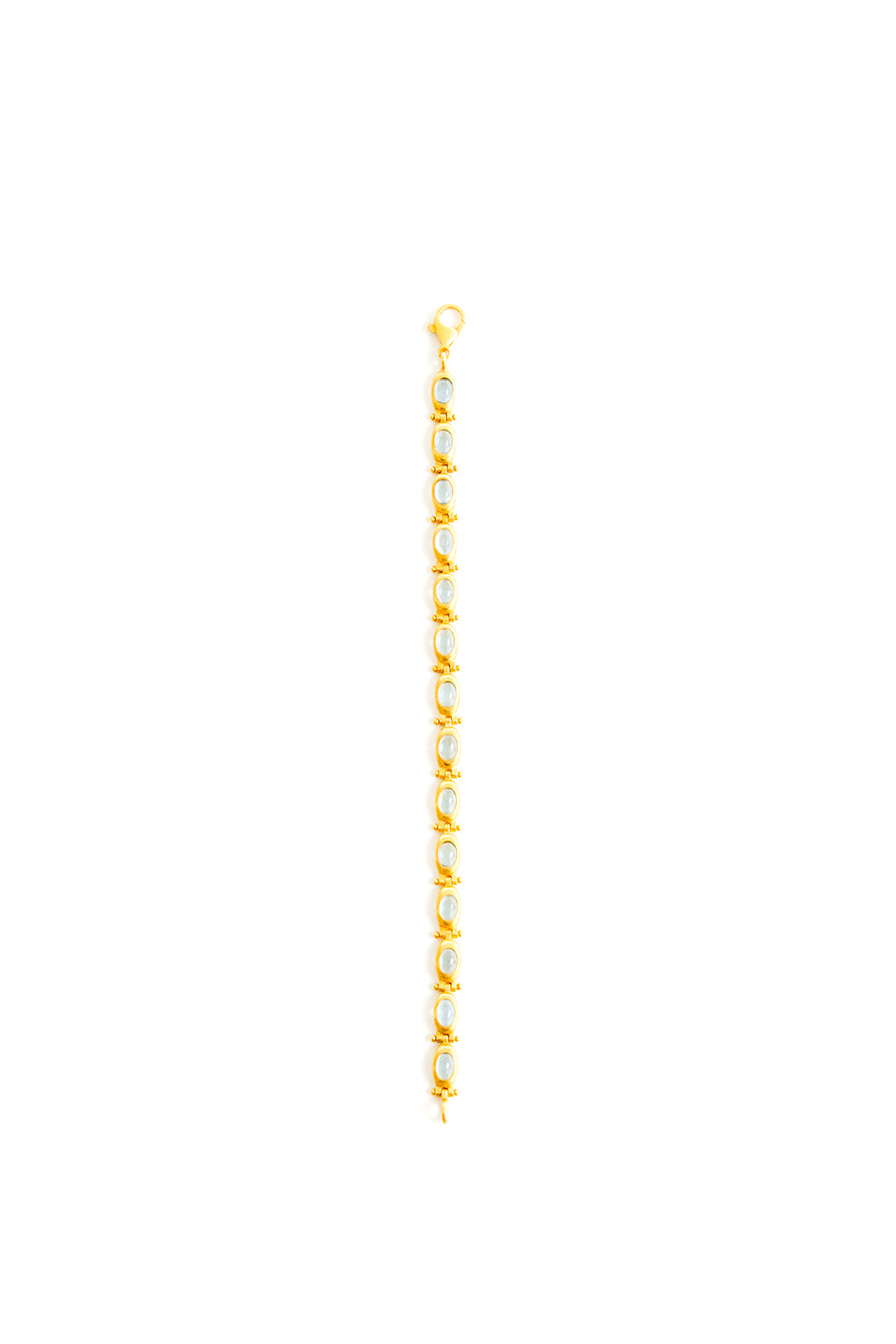 22K Yellow Gold Hinge Link Bracelet with Aqua Cabochon