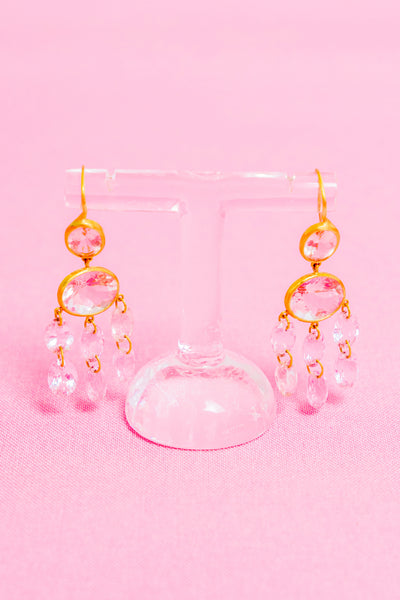 20K Yellow Gold Morganite Chandelier Earrings