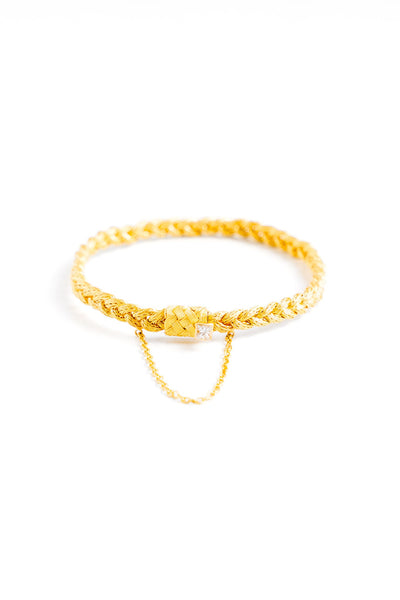 22K Yellow Gold 6.5”  Diamond Danae Braided Bracelet