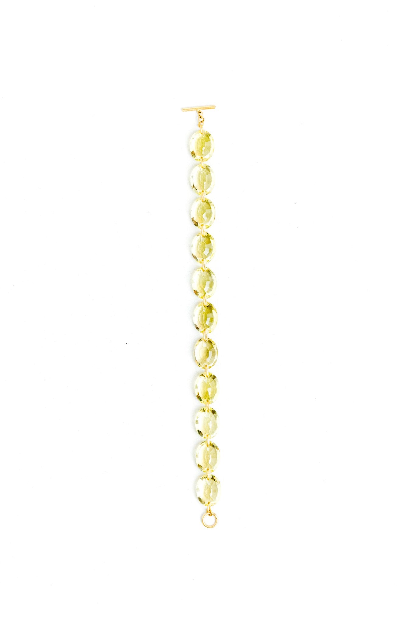 20K Yellow Gold Oval Lemon Quartz 7" Bracelet