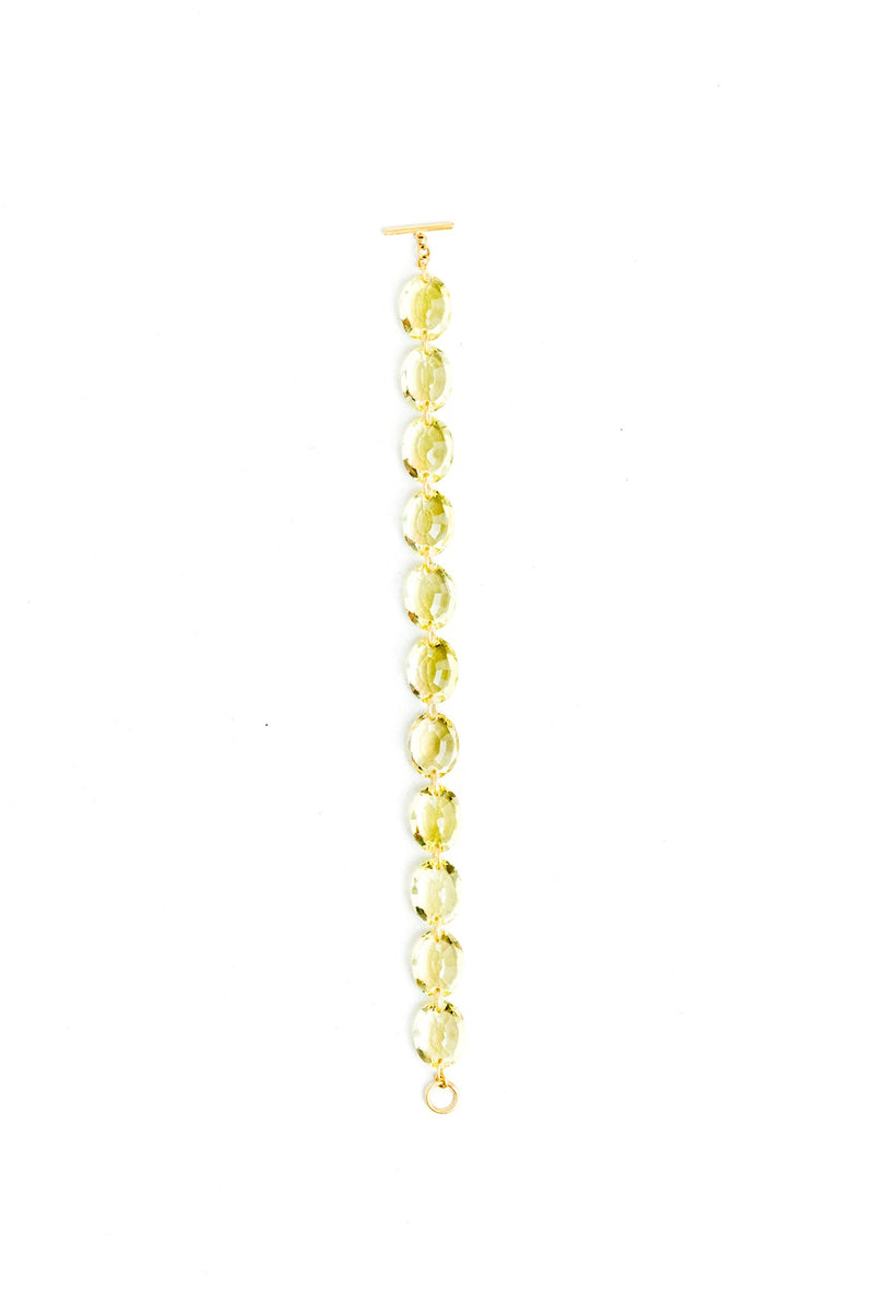 20K Yellow Gold Oval Lemon Quartz 7" Bracelet