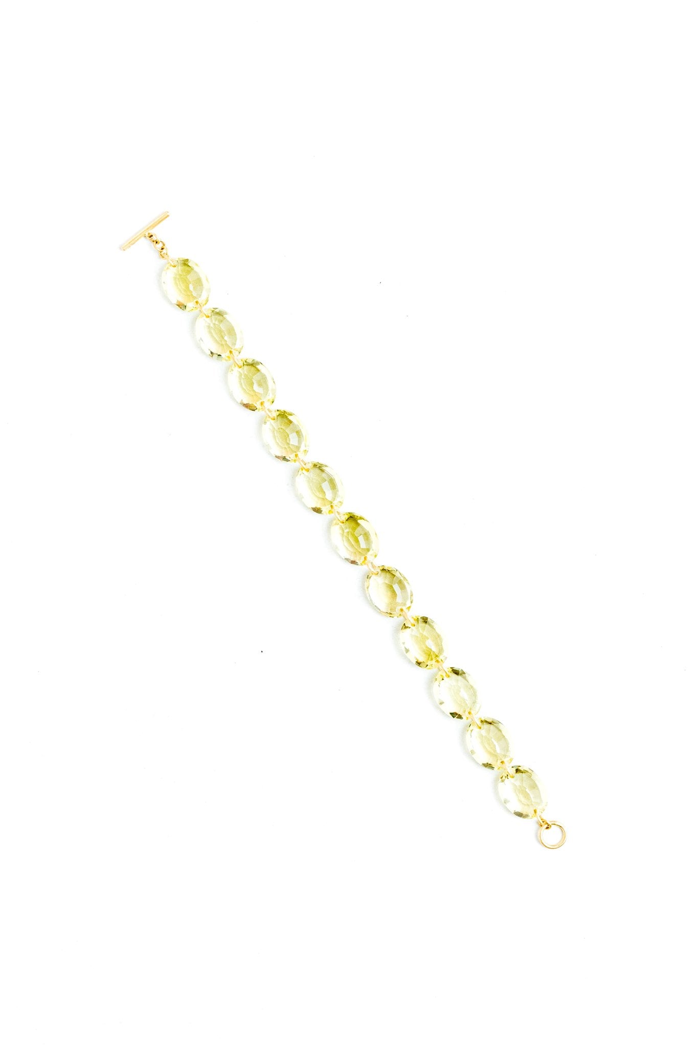 20K Yellow Gold Oval Lemon Quartz 7" Bracelet