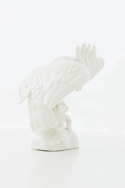 Pair of Small Nymphenburg Porcelain Cockatoos with Arched Wings Height: approx 8”