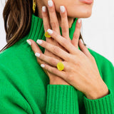 Marie-Hélène De Taillac 22K Yellow Gold Phrenite Oval Cabochon Ring