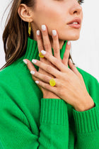 22K Yellow Gold Phrenite Oval Cabochon Ring