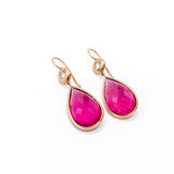 22K Rose Gold Pearshaped Rubelite and Diamond Earrings