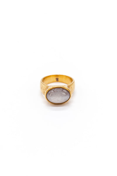 22K Yellow Gold Grey Star Sapphire Ring