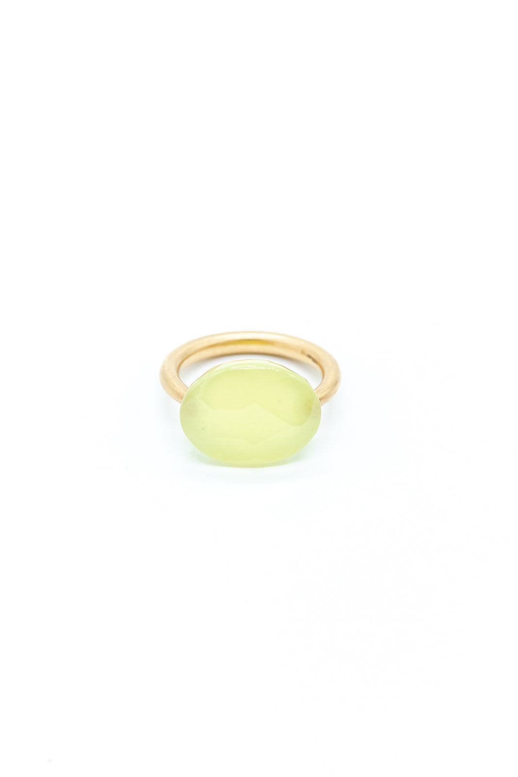 22K Yellow Gold Phrenite Oval Cabochon Ring