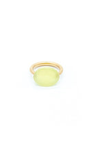 22K Yellow Gold Phrenite Oval Cabochon Ring