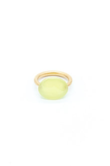 22K Yellow Gold Phrenite Oval Cabochon Ring