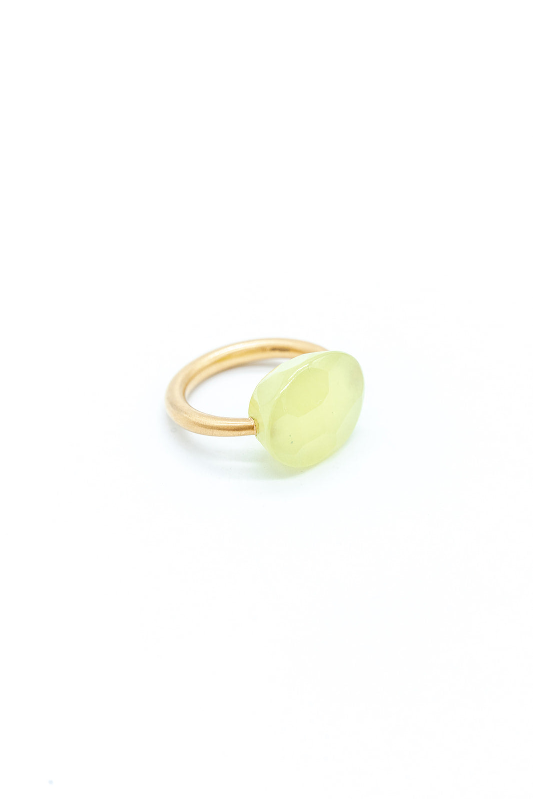 22K Yellow Gold Phrenite Oval Cabochon Ring