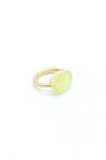 22K Yellow Gold Phrenite Oval Cabochon Ring