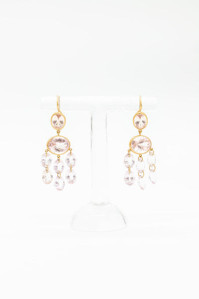 20K Yellow Gold Morganite Chandelier Earrings