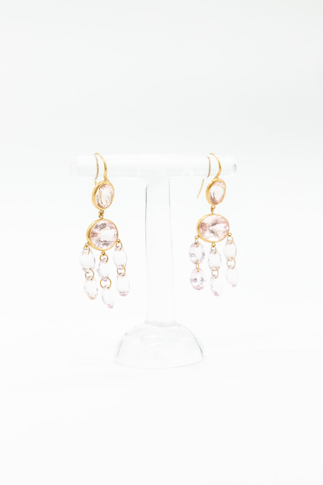 20K Yellow Gold Morganite Chandelier Earrings