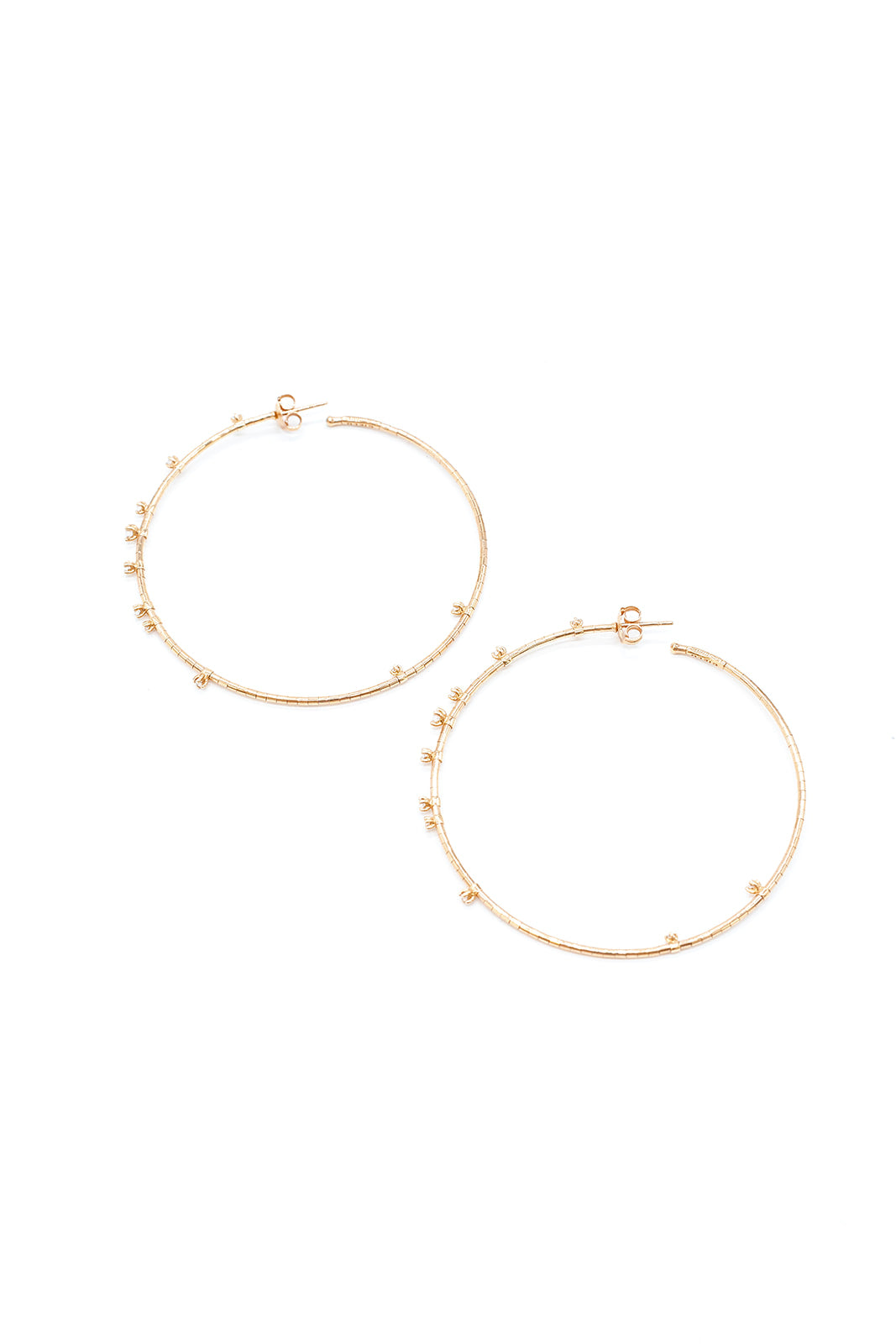 18K Rose Gold Diamond Hoop Earrings