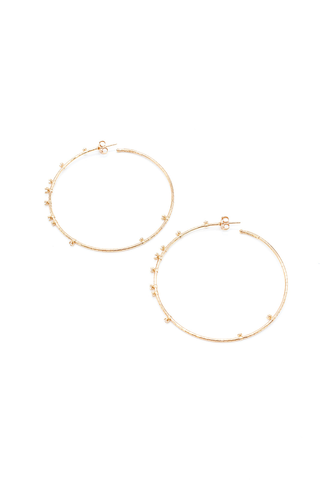 18K Rose Gold Diamond Hoop Earrings