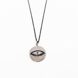 Ileana Makri 18K White Gold Friendly Eye Pendant with Diamonds