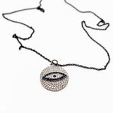 Ileana Makri 18K White Gold Friendly Eye Pendant with Diamonds
