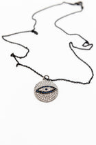 18K White Gold Friendly Eye Pendant with Diamonds