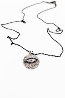 18K White Gold Friendly Eye Pendant with Diamonds