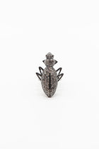 18K Oxidized Gold Ground Beetle Ring with Diamonds
