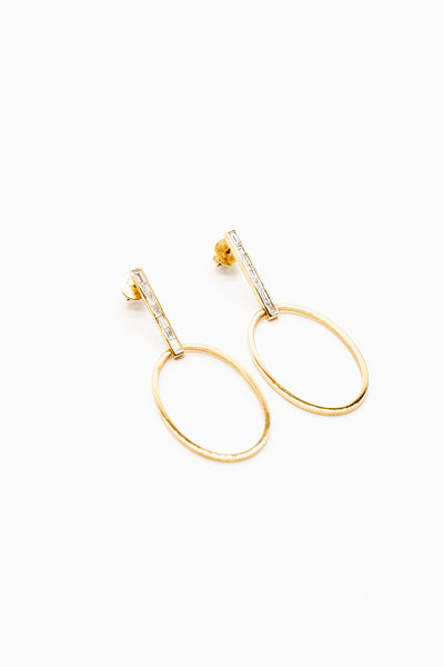 18K Yellow Gold Sprinkles Orbit Diamond Earrings