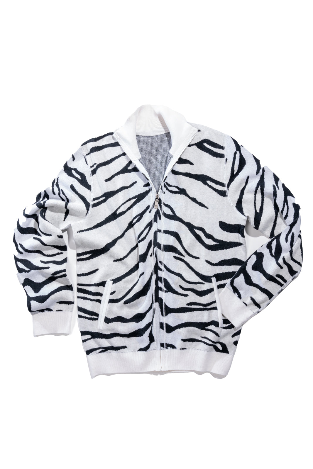 White Tiger High Neck Zip Jacket