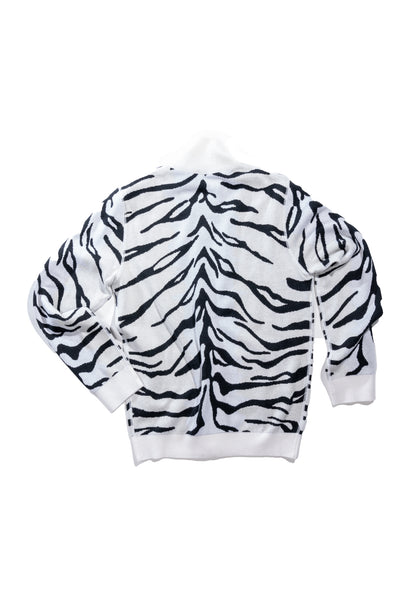 White Tiger High Neck Zip Jacket