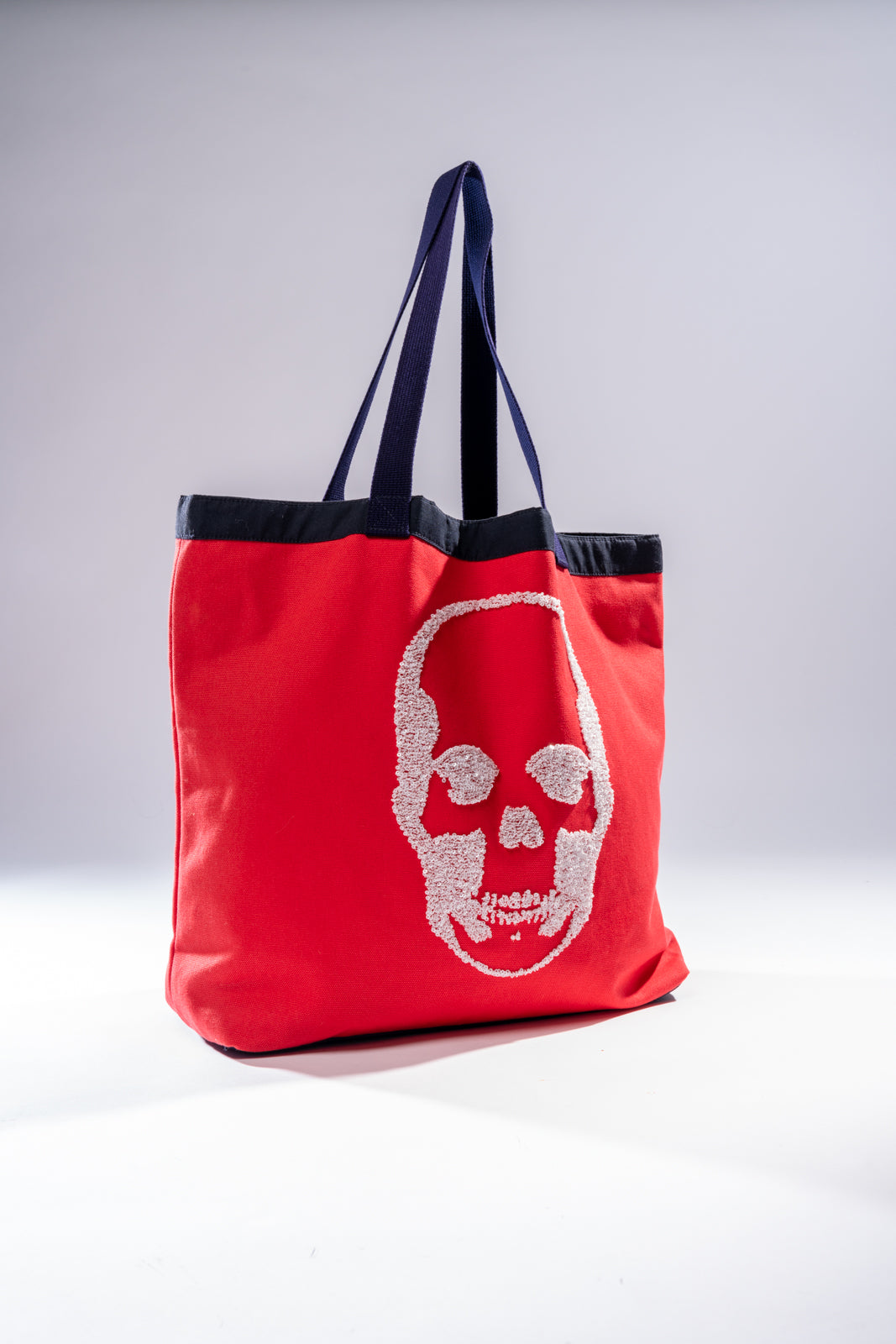 Red Canvas Skull Tote Bag