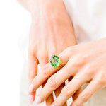 Marie-Helene-de-Taillac-22K- Yellow-Gold-Green- Tourmaline-Princess-Ring-Amarees
