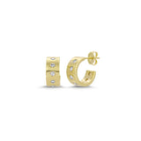 14K Yellow Gold Diamond Hoops